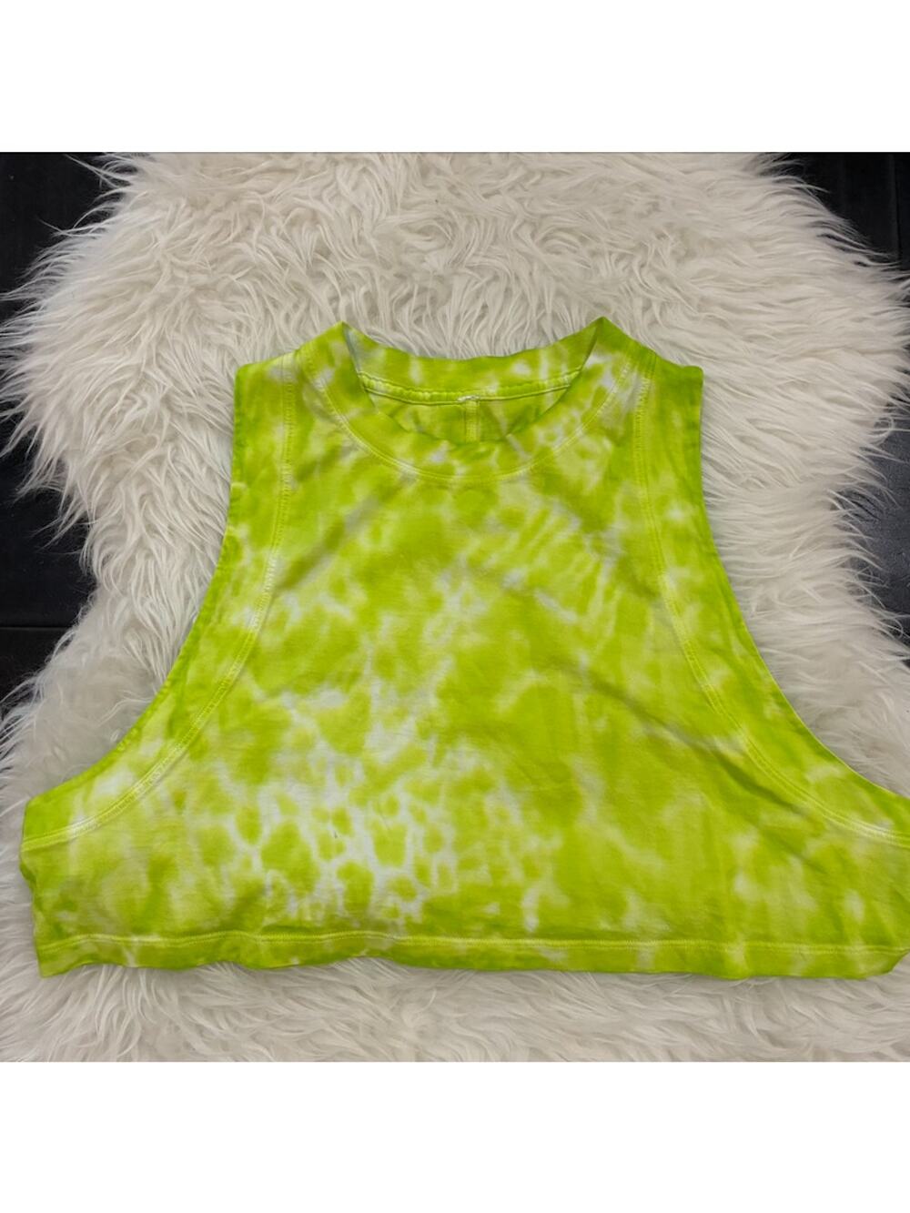 Lulule,mon All Yours Cropped Cotton Tank Tie Dye Eccentric Lime Women's Size 6